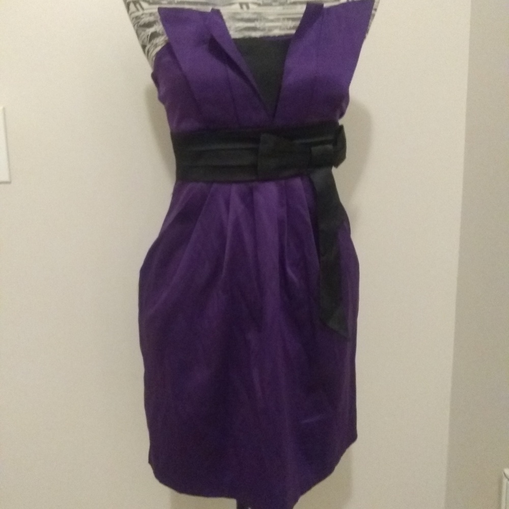 Strapless Purple Cocktail Dress with POCKETS
